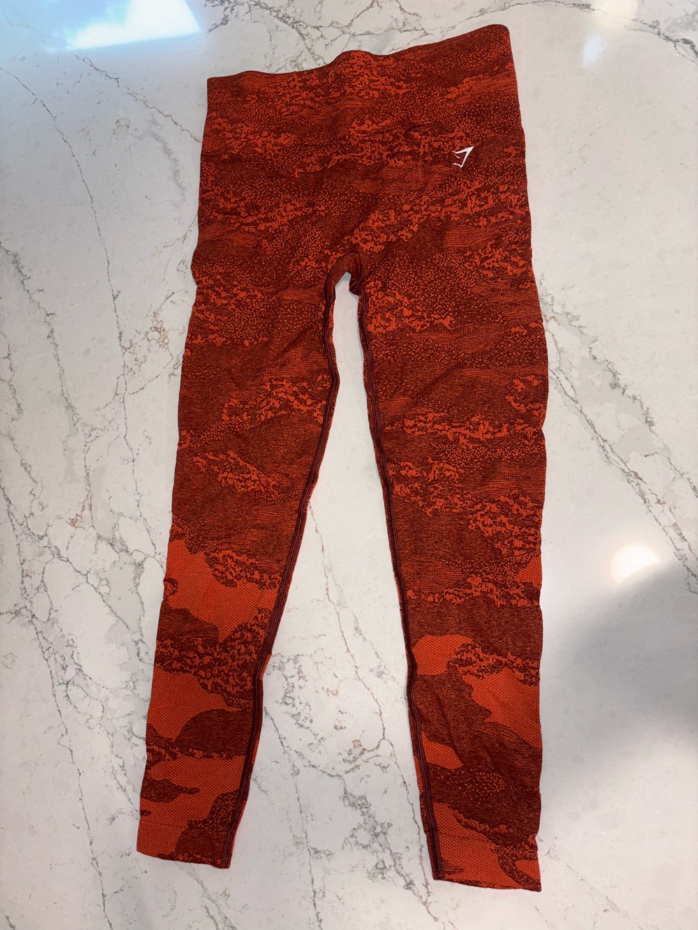 Gymshark Orange-Red Textured Seamless Leggings